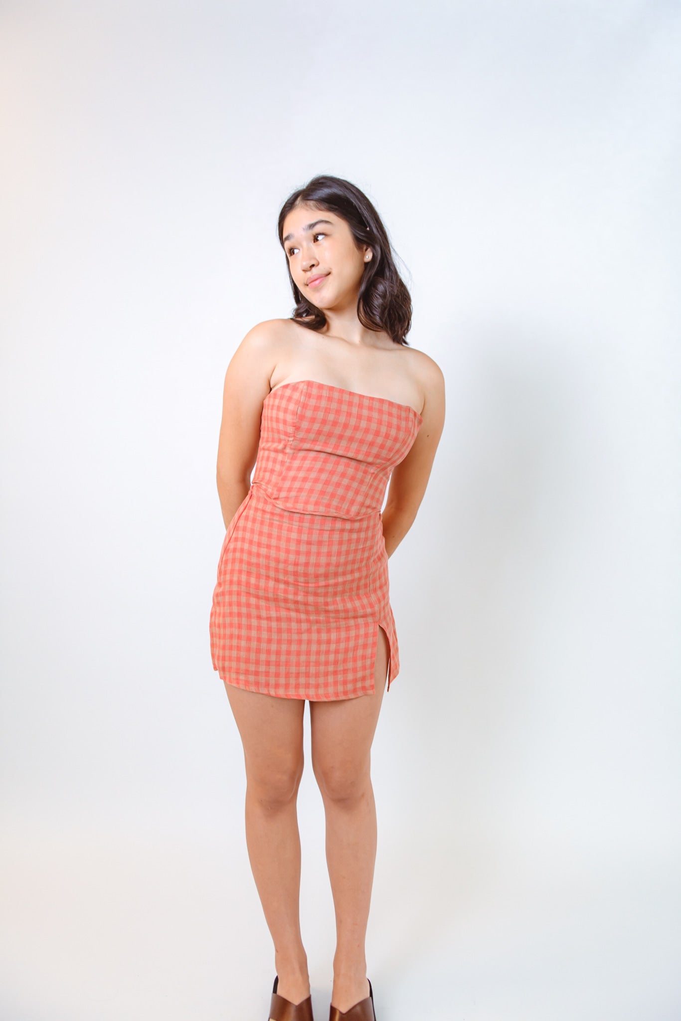 Amari Mini Skirt in Red Check
