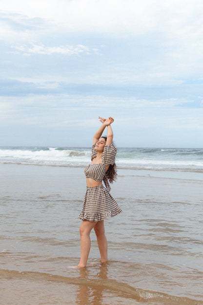 Arlo Skirt in Olive Gingham